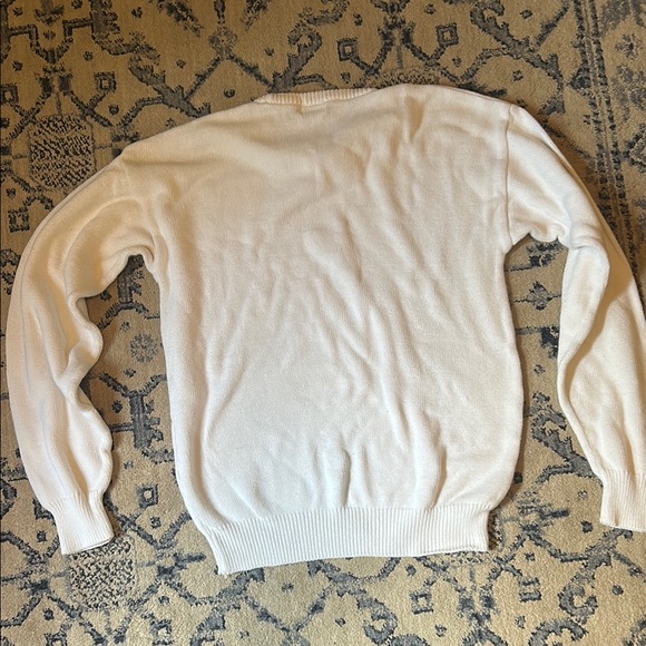 100% Cotton White Crewneck Sweater with Sailboat - Picture 2 of 5